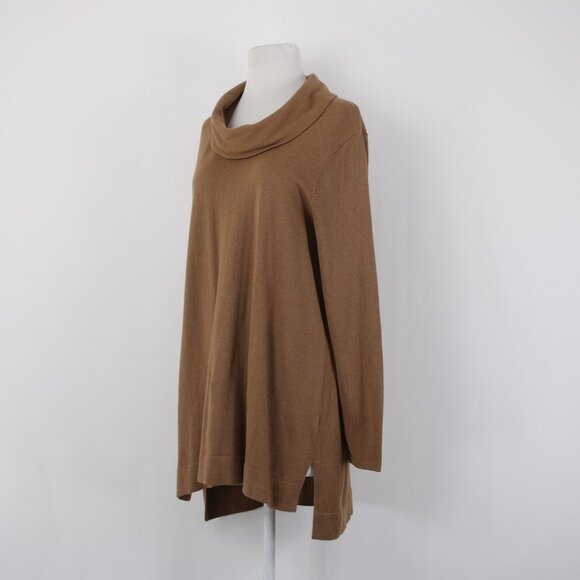J Jill Sweater $79 Vicuna Sz M Brown Turtleneck Tunic Cotton Viscose Sweater - Picture 3 of 15